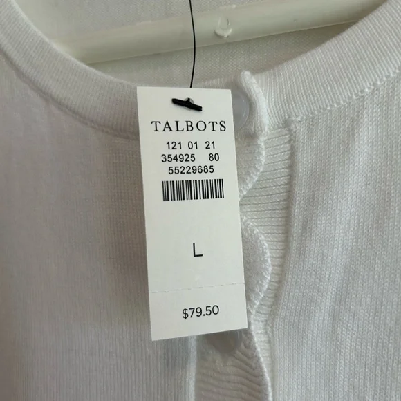 NWT Talbots White Scalloped Cardigan - Picture 3 of 5